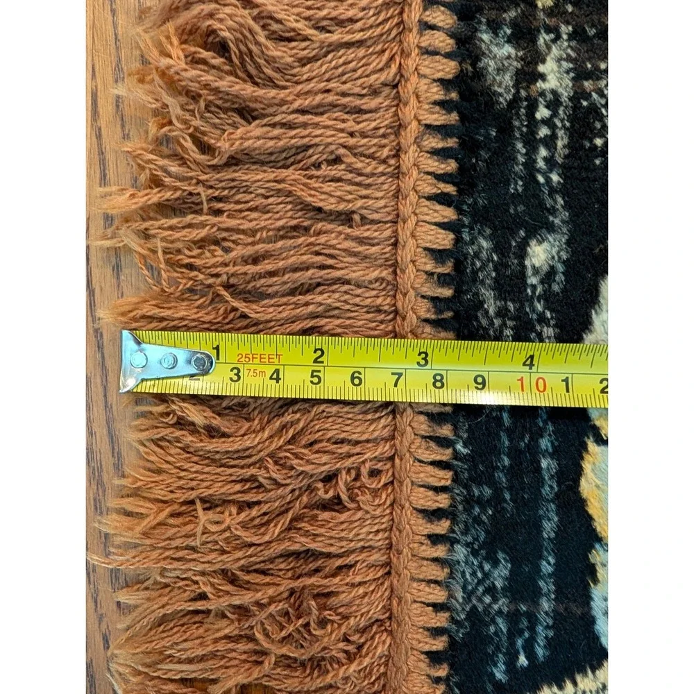 Vintage Last Supper Woven Tapestry Wall Hanging Fringe Religious Decor Brown